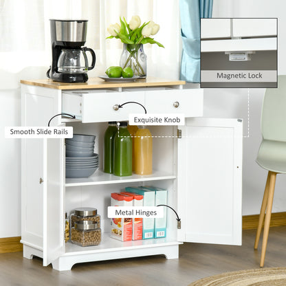 Colalu Wooden Kitchen Cabinet With Solid Natural Top 2 Doors 2 Drawers