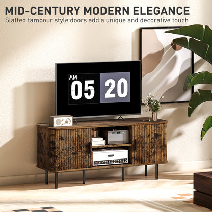 Avaniva 120cm Rustic Brown TV Console With Sliding Doors and Shelf For Screens Up To 55 Inches