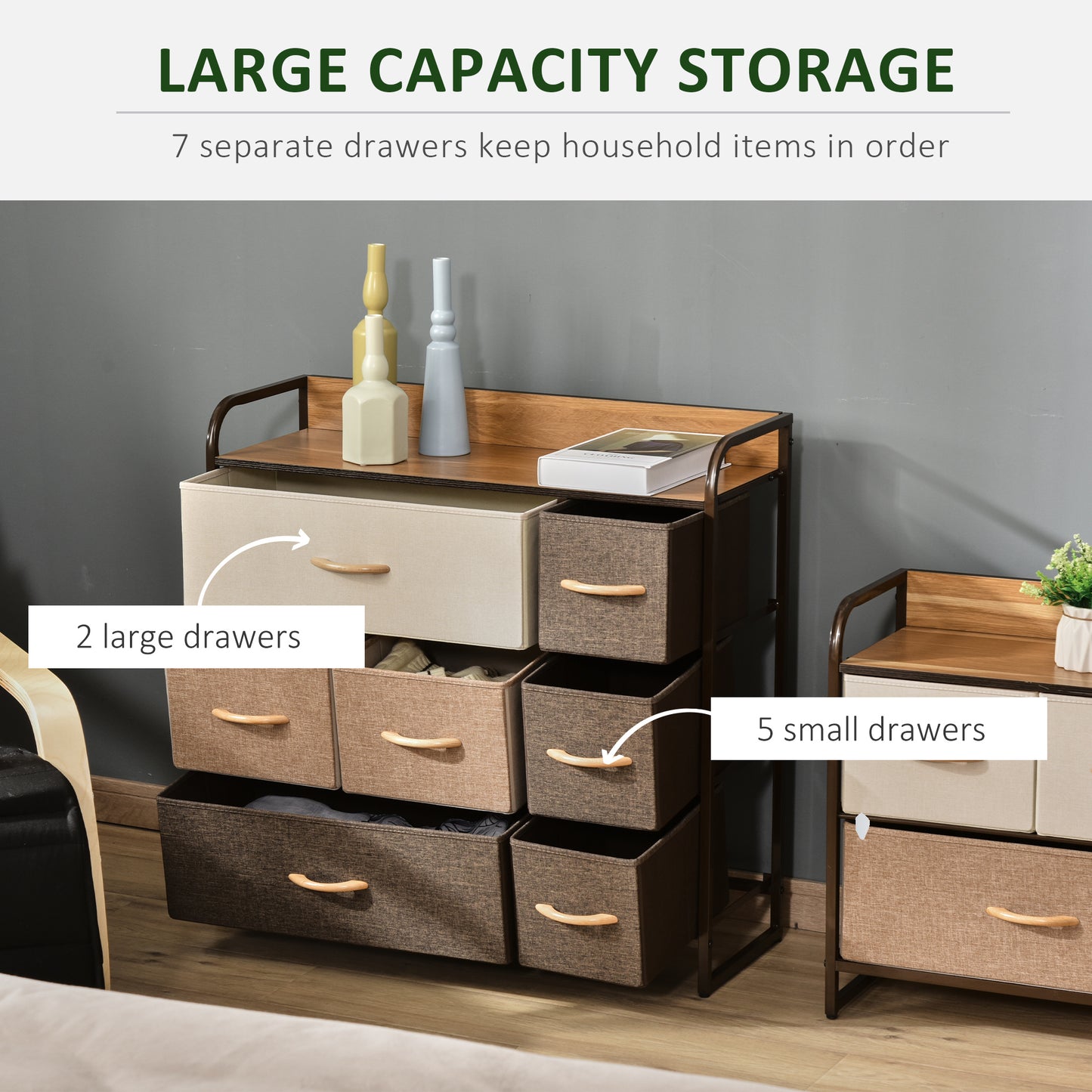 Latave Fabric And Metal Multicolour 7 Drawer Foldable Storage Chest