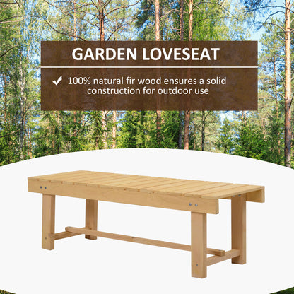 Liveba 110cm Fir Wood Natural Backless 2 Seater Garden Bench Set With Slatted Seats