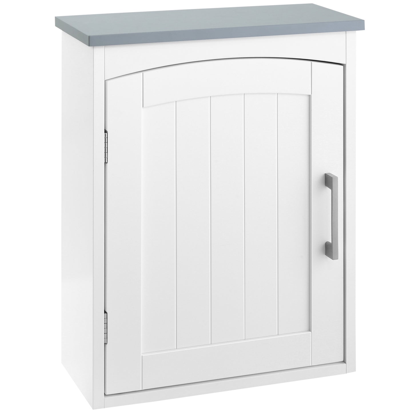 Miel Wall Mounted Bathroom Storage Cabinet With Arched Door And Adjustable Shelving Light Grey And White