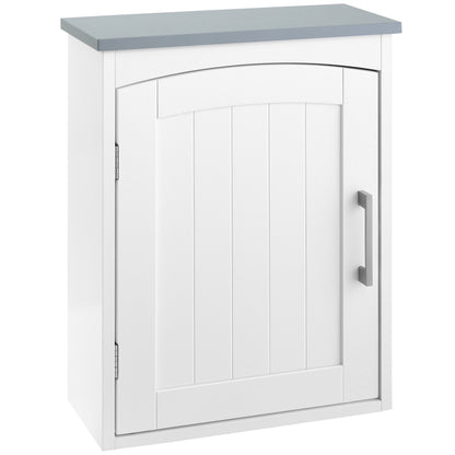 Miel Wall Mounted Bathroom Storage Cabinet With Arched Door And Adjustable Shelving Light Grey And White