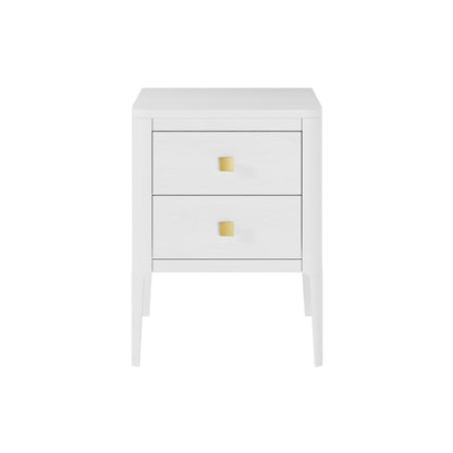 Paraty White Wood Grain Two Drawer Bedside Table