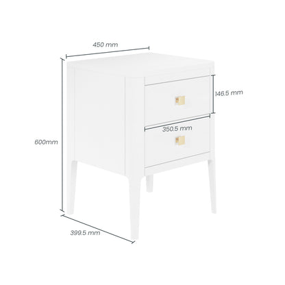 Paraty White Wood Grain Two Drawer Bedside Table