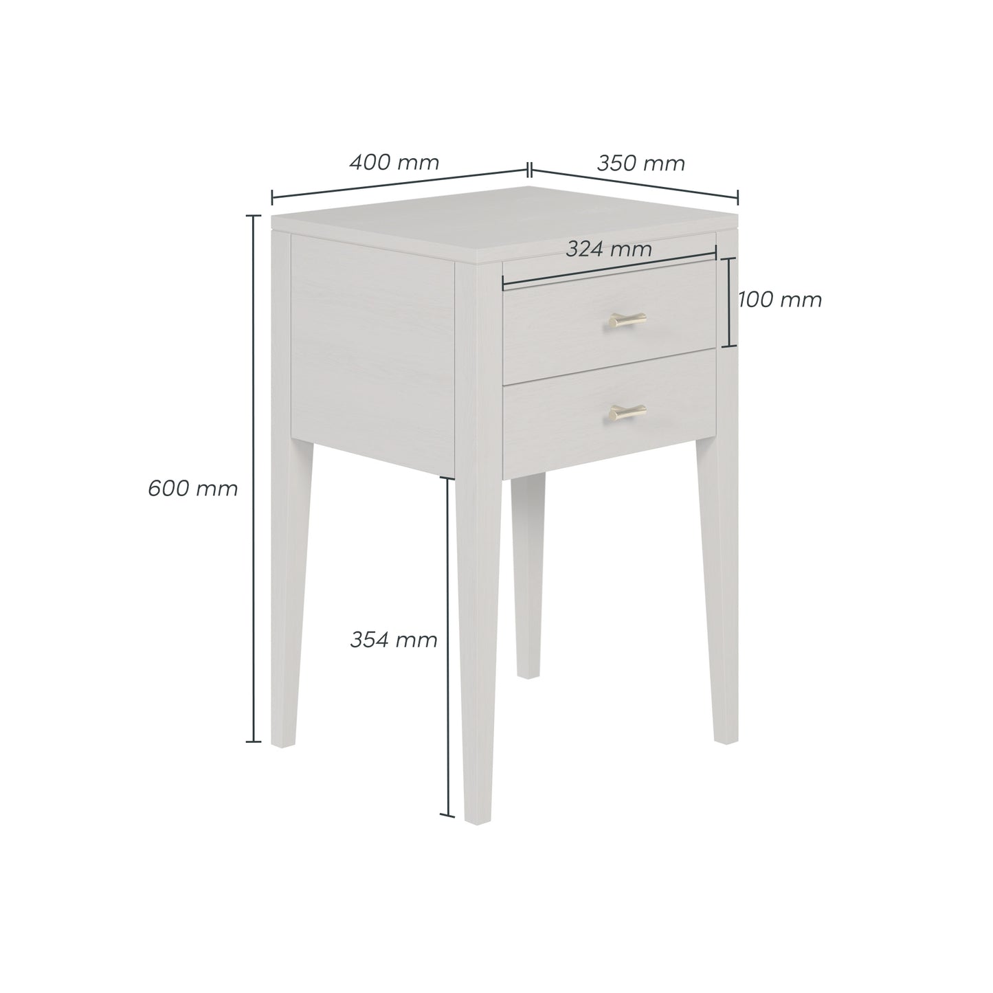 Fortaleza Mist Grey Wood Grain 2 Drawer Bedside Table