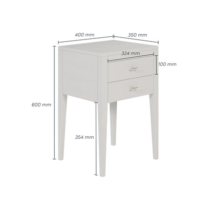 Fortaleza Mist Grey Wood Grain 2 Drawer Bedside Table