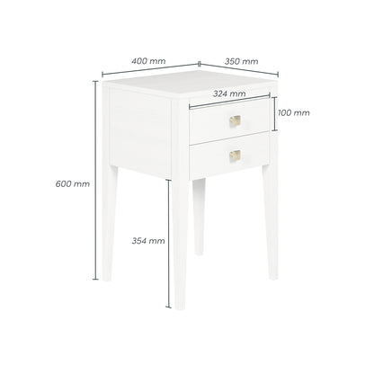 Bilbo White Wood Grain Two Drawer Bedside Table