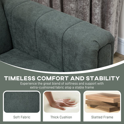 Yokesa Dark Grey Upholstered 3 Seater Panel Tufted Sofa