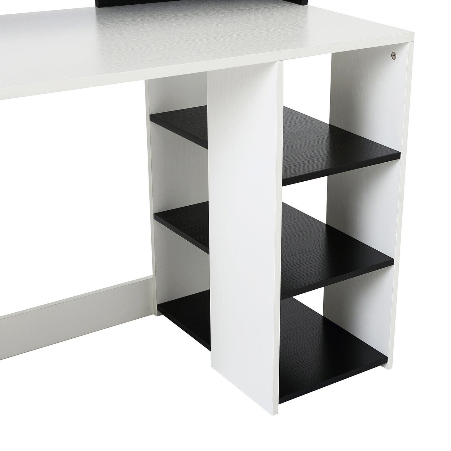 Lisodi 137cm Wooden Black And White Office Workstation Desk With Drawers Shelves And Printer Stand 137 x 55 x 92 cm