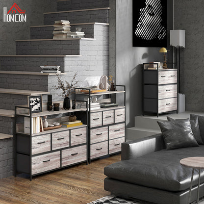 Doyo Elso Fabric And Wood Grey Wood Effect 4 Drawer Rustic Storage Chest