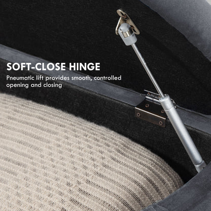Rafili Velvet Grey Semi Circle Storage Bench With Tufted Seat