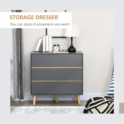Vetasu Natural and Grey 3 Drawer Storage Chest with Wooden Angled Legs