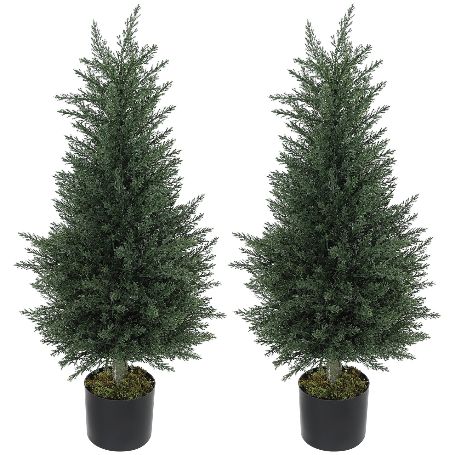Lusa Set Of 2 Outdoor Artificial Cypress Trees H8 90cm With UV Resistant Finish