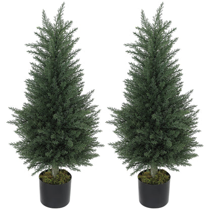 Lusa Set Of 2 Outdoor Artificial Cypress Trees H8 90cm With UV Resistant Finish