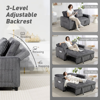 Noripa Dark Grey Corduroy 2 Seater Click Clack Sofa Bed