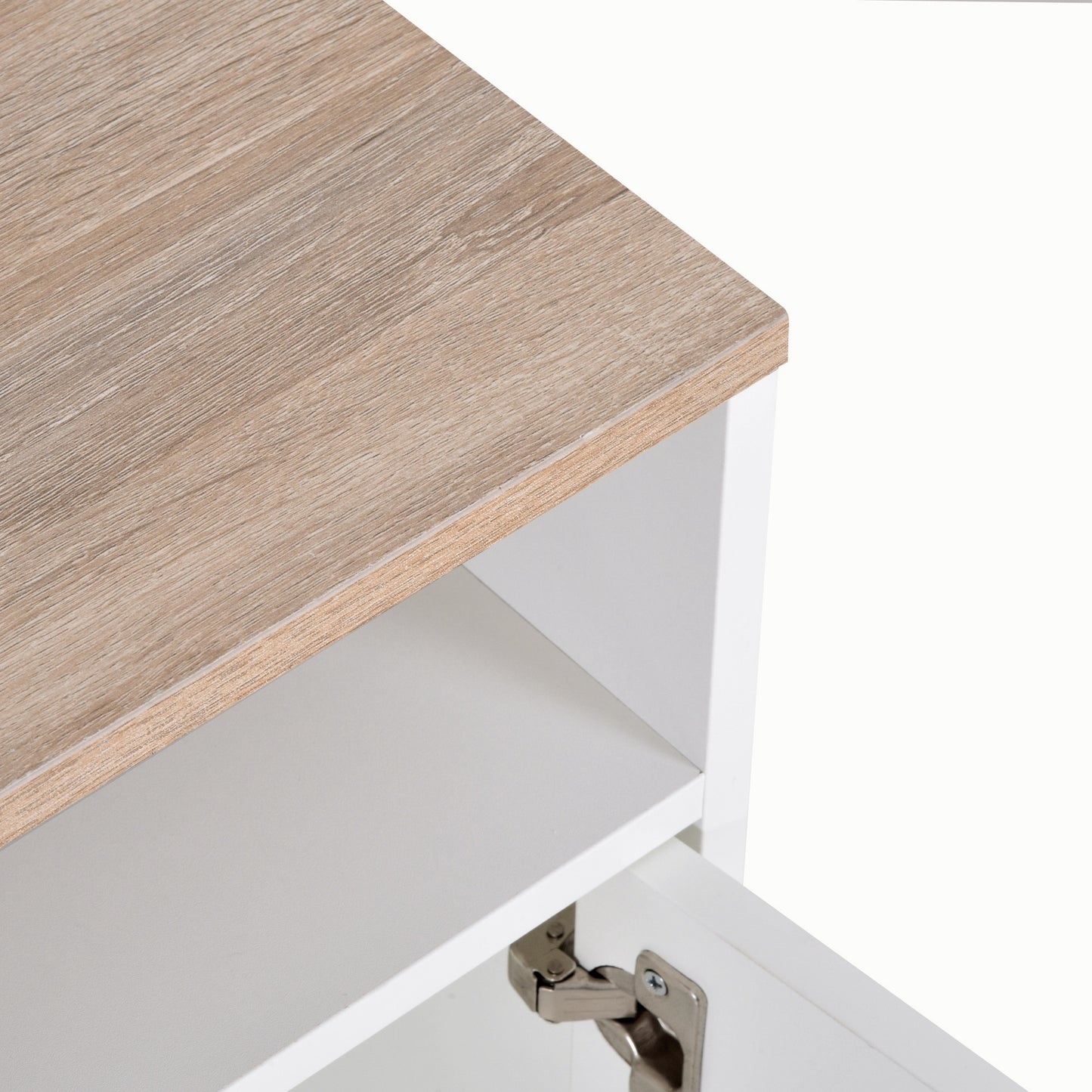 Tadori 105cm Vile Wooden White Modern TV Console 2 Doors and Open Shelves
