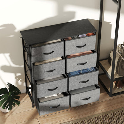 Niri Fabric And Metal Charcoal Grey 8 Drawer Storage Chest