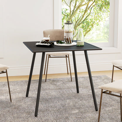 Nanodor Steel Black Square Outdoor Dining Table With Slatted Top For 4