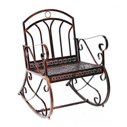 Pabasa Vintage Inspired Metal Bronze Single Outdoor Rocking Armchair