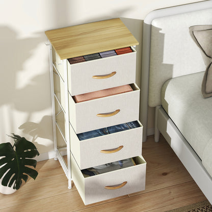 Limi Fabric And Metal Beige 4 Drawer Storage Chest