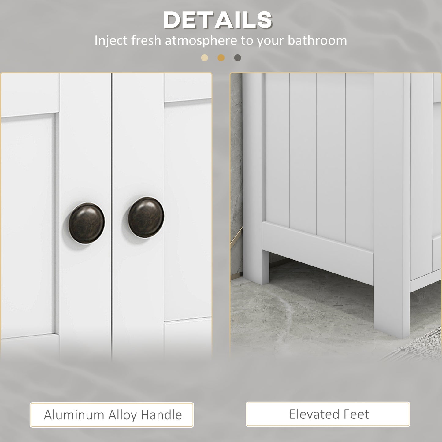 Dilaco White Fauxdestal Sink Storage Cabinet With Double Doors And Internal Shelving
