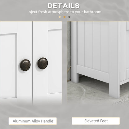 Dilaco White Fauxdestal Sink Storage Cabinet With Double Doors And Internal Shelving