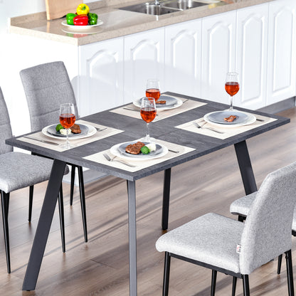 Roreso 120cm Metal And Wooden Dark Grey Rectangular Dining Table With Steel Legs