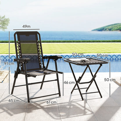 Lacotte Metal Black 3 Piece Garden Mesh Bistro Set Garden Outdoor Table And Chair