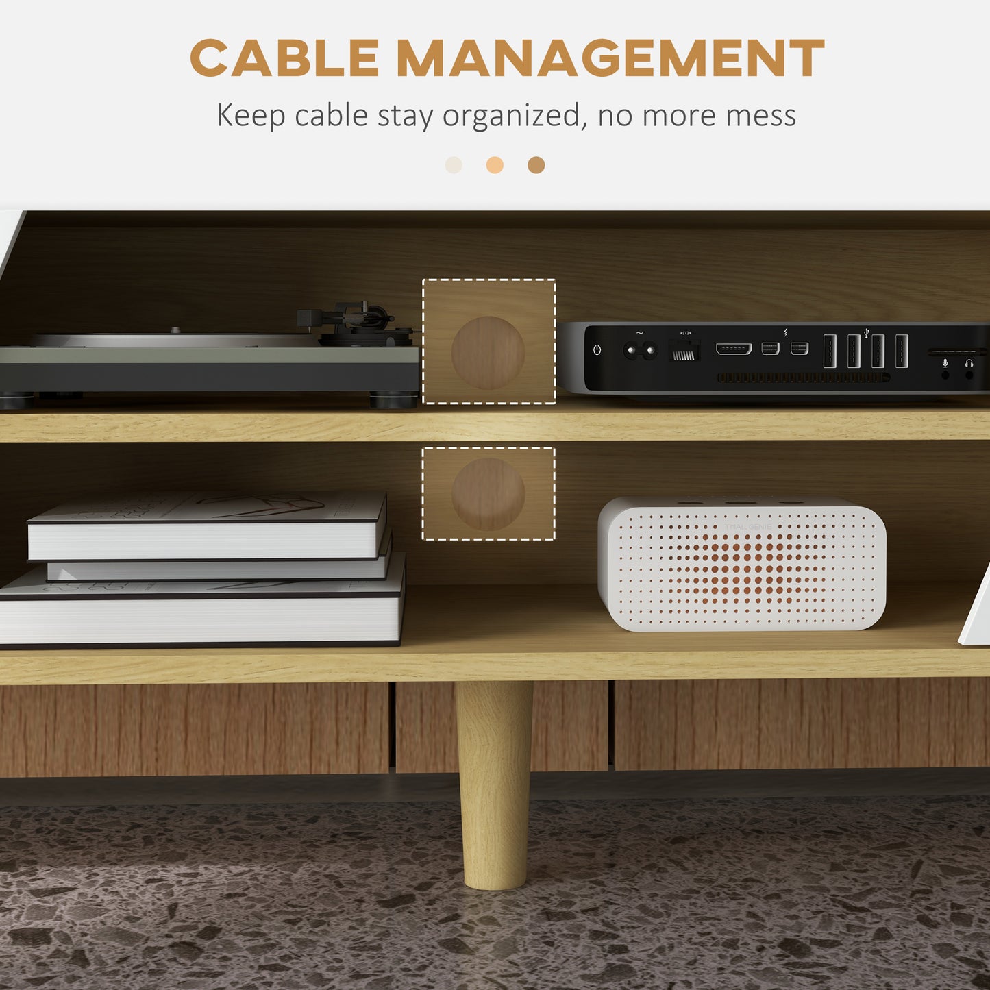 Katoha Sadi Wooden White And Wood Effect Scandinavian Style TV Console With Storage