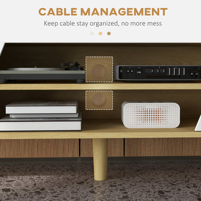 Katoha Sadi Wooden White And Wood Effect Scandinavian Style TV Console With Storage