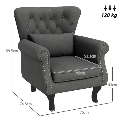 Rolu Zimo Grey Chesterfield Nail Head Style Accent Chair