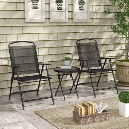 Zivino Glass And Metal Black 3 Piece Garden Seating Set With Table And Chairs
