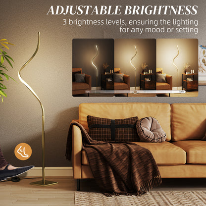Fiyosu Metal Gold Tone Dimmable LED Floor Lamp With Adjustable Brightness And Foot Switch