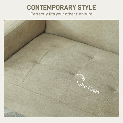 Vikava Beige Velvet Upholstered 2 Seater Sofa Natural Wooden Legs