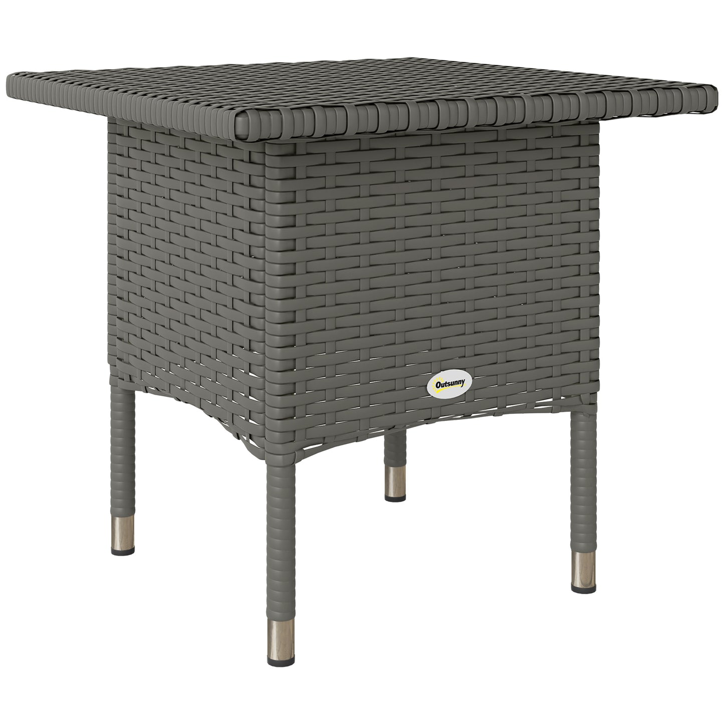 Nari Grey Rattan Outdoor Side Table With Woven Top