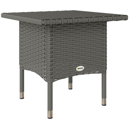 Nari Grey Rattan Outdoor Side Table With Woven Top