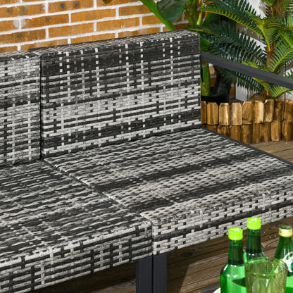 Fineno Rattan Dark Grey and Black 5 Seater Garden Sofa Set With Cushions