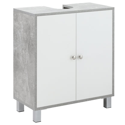 Lisa Keco Under Sink Vanity Storage Cabinet With Adjustable Shelves In White And Grey