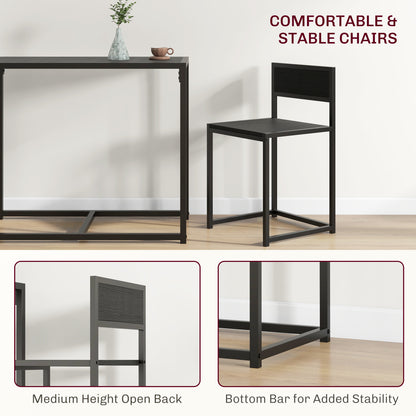 Gafetti Metal And Wood Black Compact Dining Table And Chair Set For Small Kitchens