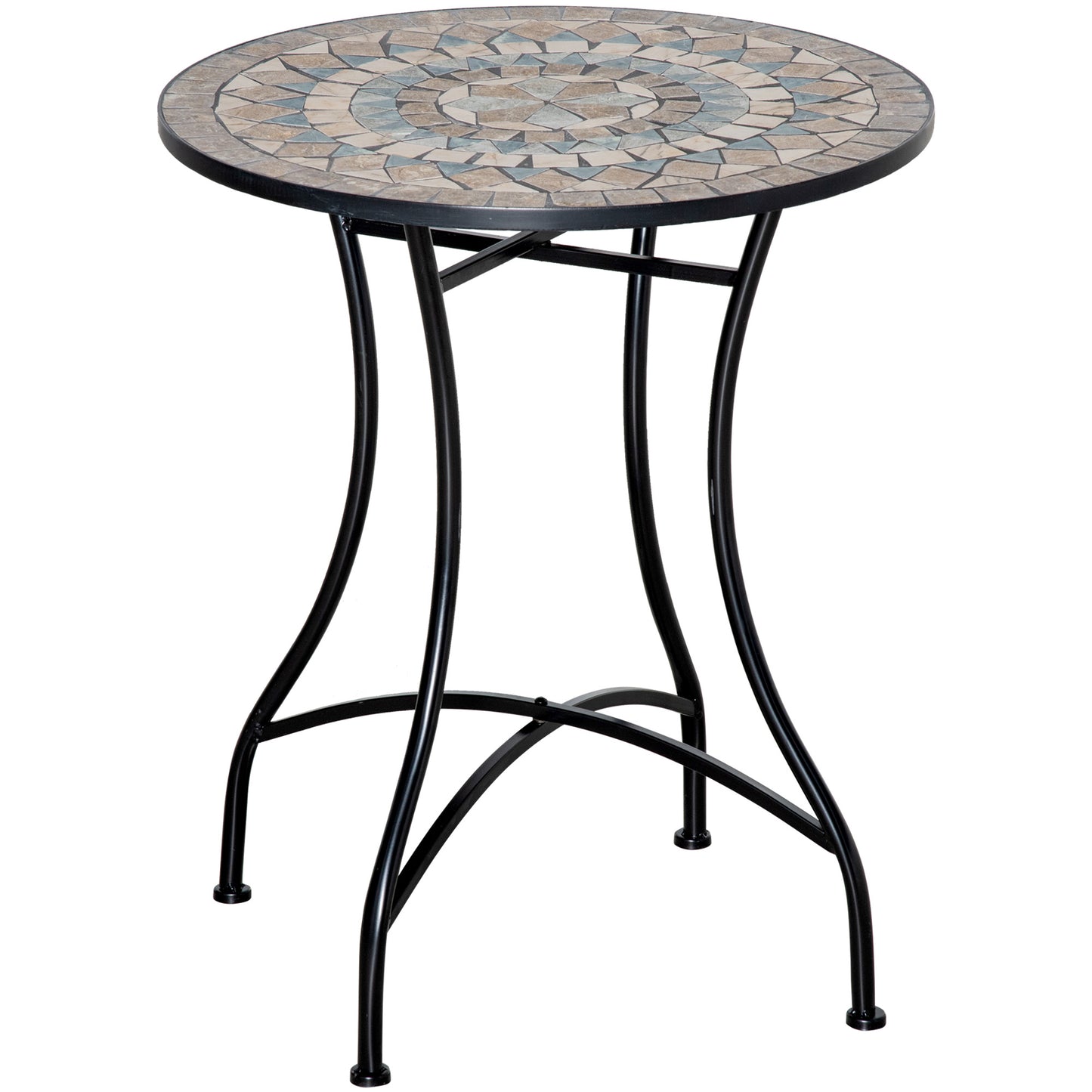 Nafiro Metal Green Round Mosaic Outdoor Patio Bistro Table