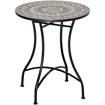 Nafiro Metal Green Round Mosaic Outdoor Patio Bistro Table