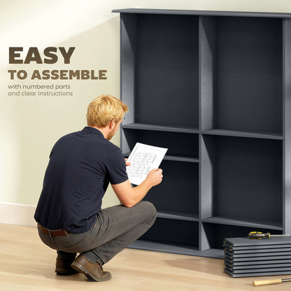 Yopayo Lora Wooden Grey 6teen Compartment Media Storage Shelf