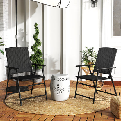 Luvaka Nene Rattan Black Folding Garden Chairs Set Of 2