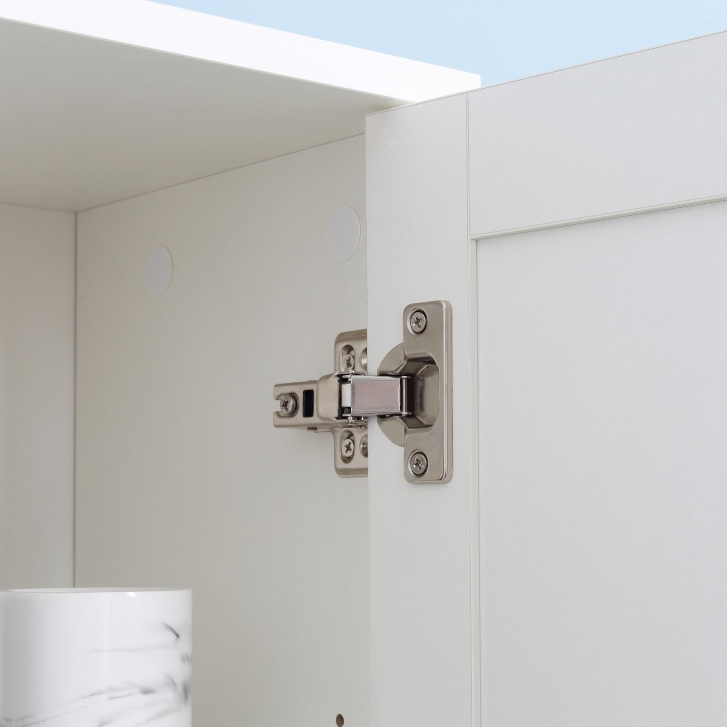 Marila Miro Narrow Tall Bathroom Cabinet With Mirror Adjustable Shelves And Double Doors White