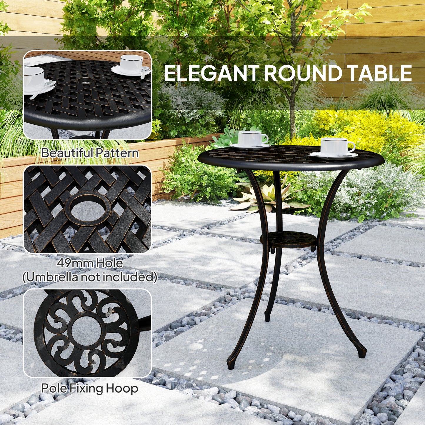 Haloco Cast Aluminium Bronze Tone 3 Piece Garden Bistro Set With Armchairs And Round Table