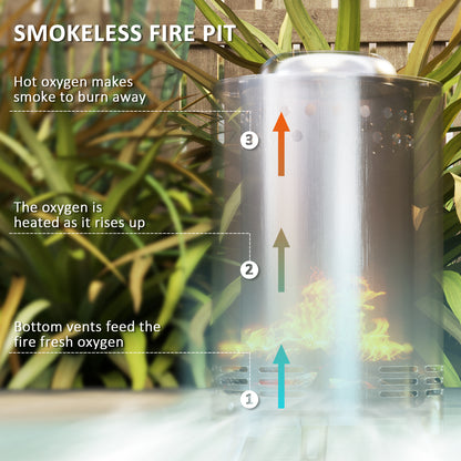 Balatti Small Stainless Steel Silver Tabletop Smokeless Fire Pit