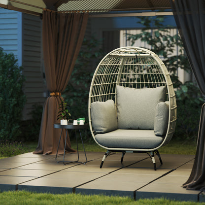 Tomova Grey Rattan Rope Grey Egg Chair with Cushions And Matching Pillows