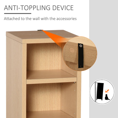 Vave Wood Natural Finish Set Of 2 CD And Blu Ray Media Storage Towers With Adjustable Shelves