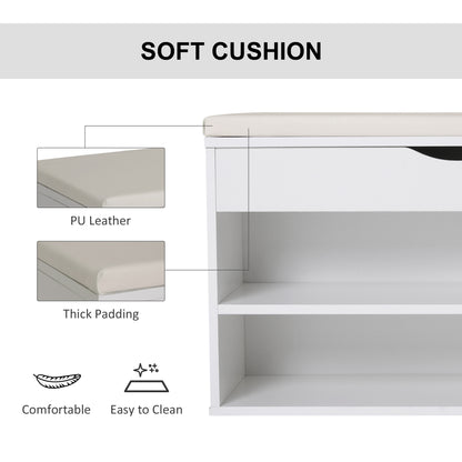 Sokari Wooden White Shoe Storage Bench 1 Drawer And Padded Seat