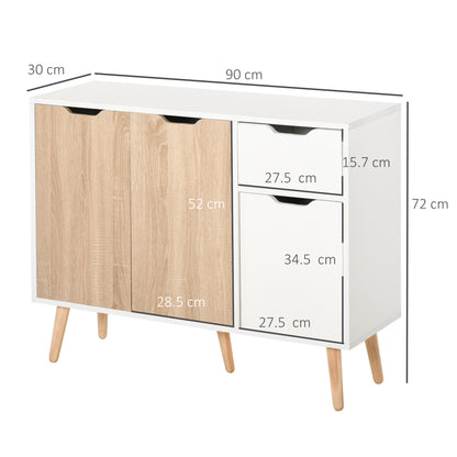 Surinam Natural Wood Floor Standing Sideboard With 3 Storage Drawers 2 Doors